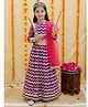 Junitos Cotton Woven Three Fourth Sleeves Floral Printed & Lace Embellished Lehenga Choli Dupatta Set With Dandiya - Red