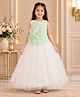 Tiny Kingdom Net Woven Sleeveless Floral Applique Detailed Gown - White