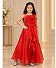 Tiny Kingdom Tissue Woven Sleeveless Floral Applique Detailed Gown - Red
