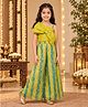 Tiny Kingdom Georgette Woven Sleeveless Bow Applique Detailed Top & Palazzo Set - Yellow