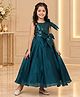 Tiny Kingdom Satin Woven Sleeveless Geometric Design Sequins Embellished & Bow Applique Detailed Gown - Green