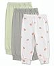 Cocoon Care Bamboo Knit Pack Of 3 Solid & Strawberry Printed Joggers - Grey White & Light Green