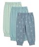 Cocoon Care Bamboo Knit Pack Of 3 Solid & Sea Life Printed Joggers - Grey Mint & Sea Green