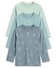 Cocoon Care Bamboo Knit Pack Of 3 Full Sleeves Solid & Sea Life Printed Tees - Light Green Grey & Mint