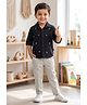 CRUNCHY NACHOS Knit Full Sleeves Floral Embroidered Shirt & Pants Set - Black