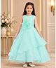 Tiny Kingdom Tissue Woven Sleeveless Floral Applique Detailed Layered Gown - Blue