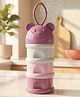 StarAndDaisy 3 Layer Milk Powder Dispenser for Baby Formula Stackable Baby Formula Container with Bear Lid Carry Handle Portable Powder Storage Container for Feeding and Travel Pink