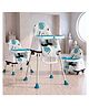 StarAndDaisy High Chair for Baby Baby Feeding Chair for 0 to 5 Years 4 in 1 Multifunctional High Chair with Wheels Height Adjustable Detachable Tray and 3 Point Safety Belt Blue Printed