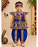 Banjara India Navaratri Theme Cap Sleeves Kutch Work Embroidered Kediyu & Dhoti Set With Headband - Blue