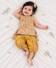 KID1 Cotton Woven Sleeveless Ikat Printed Kurti & Dhoti Set - Yellow