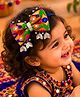 Little Tresses Navratri Theme Mirror Work Embellished Bow Applique Detailed Headband -Multi Colour