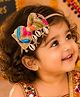 Little Tresses Navratri Theme Abstract Embroidered Bow Applique Detailed Headband -Golden