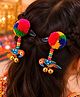 Little Tresses Navratri Theme Pompom & Parrot Embellished Tic Tac Hair Clip - Orange