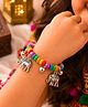 Little Tresses Navratri Theme Charm Embellished Beaded Bracelet - Silver & Multi Colour