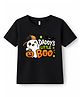 KAVEE Cotton Knit Halloween Theme Half Sleeves Daddys Little Boo Text Printed Tee - Black