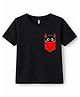 KAVEE Cotton Knit Halloween Theme Half Sleeves Monster Printed Tee - Black