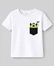 KAVEE Cotton Knit Halloween Theme Half Sleeves Monster Printed Tee - White