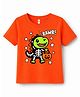 KAVEE Cotton Knit Halloween Theme Half Sleeves Dinosaur Printed Tee - Orange
