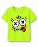 KAVEE Cotton Knit Halloween Theme Half Sleeves Eyes Designed Tee - Neon Green