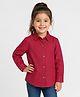 PinkChick Cotton Blend Woven Full Sleeves Solid Shirt - Maroon