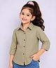 PinkChick Cotton Blend Woven Full Sleeves Solid Shirt - Khaki