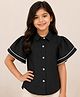 PinkChick Woven Half Sleeves Solid Shirt - Black