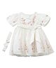 Pantaloons Baby Knit Half Sleeves Floral Embroidered Dress - White