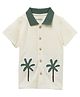Pantaloons Baby Cotton Knit Half Sleeves Palm Trees Embroidered Shirt - Off White