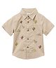 Pantaloons Baby Cotton Woven Half Sleeves Cactus Embroidered & Striped Shirt - Beige