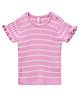 Pantaloons Baby Cotton Knit Frill Sleeves Striped Top - Pink