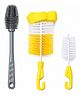 Chinmay Kids Baby Bottle Cleaning Brush Set - Multi Purpose Bottle, Nipple & Straw Cleaning Brush ( yellow )