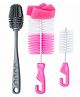 Chinmay Kids Baby Bottle Cleaning Brush Set - Multi Purpose Bottle, Nipple & Straw Cleaning Brush ( PINK )