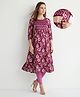 Bella Mama 100% Cotton Woven With Butti Printed Yoke Three Fourth Sleeves Maternity Kurta in Pink
