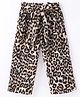 CrayonFlakes Polar Fleece Knit Leopard Printed Flared Pants - Brown