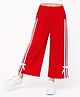 CrayonFlakes Knit Solid Waffle Fabric Lounge Pants Full Length with Bow Detail in Red