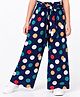 CrayonFlakes Woven Full Length Culotte Pant with Polka Dots Print - Navy Blue