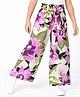 CrayonFlakes Knit Full Length Belted Palazzo with Floral Print - Green