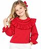 CrayonFlakes Cotton Knit Top with Full Sleeves in Red for 12-24 Months
