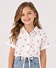 CrayonFlakes Cotton Woven Shirt Style Top with Half Sleeves and Cherry Print - Offwhite