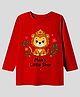 KAVEE Cotton Knit Navratri Theme Full Sleeves Lion & Maas Little Sher Text Printed Tee - Red