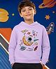 NUSYL Fleece Knit Full Sleeves Space Theme Printed Light Winter Hoodie - Lilac
