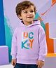 NUSYL Fleece Knit Full Sleeves Lucky Boy Text Printed Light Winter Hoodie - Lilac