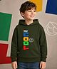 NUSYL Fleece Knit Full Sleeves Stay Cool Text Printed Light Winter Hoodie - Olive Green