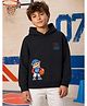 NUSYL Fleece Knit Full Sleeves Teddy Printed Light Winter Hoodie - Black