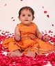 Tiber Taber Chanderi Woven Sleeveless Floral Embroidered Kurti & Salwar Set - Orange