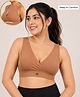Zelena Cotton Elastane Knit Solid Front Open Non Padded Bra - Brown