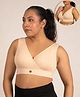 Zelena Cotton Elastane Knit Solid Front Open Non Padded Bra - Cream