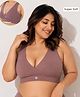 Zelena Cotton Elastane Knit Solid Front Open Removable Padded Bra - Brown