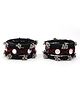 Pihoo Set Of 6 Navaratri Theme Mirror Work & Ghungri Embellished Bangles - Black