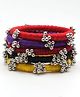 Pihoo Set Of 5 Navaratri Theme Ghungri Embellished Bangles - Multi Colour
